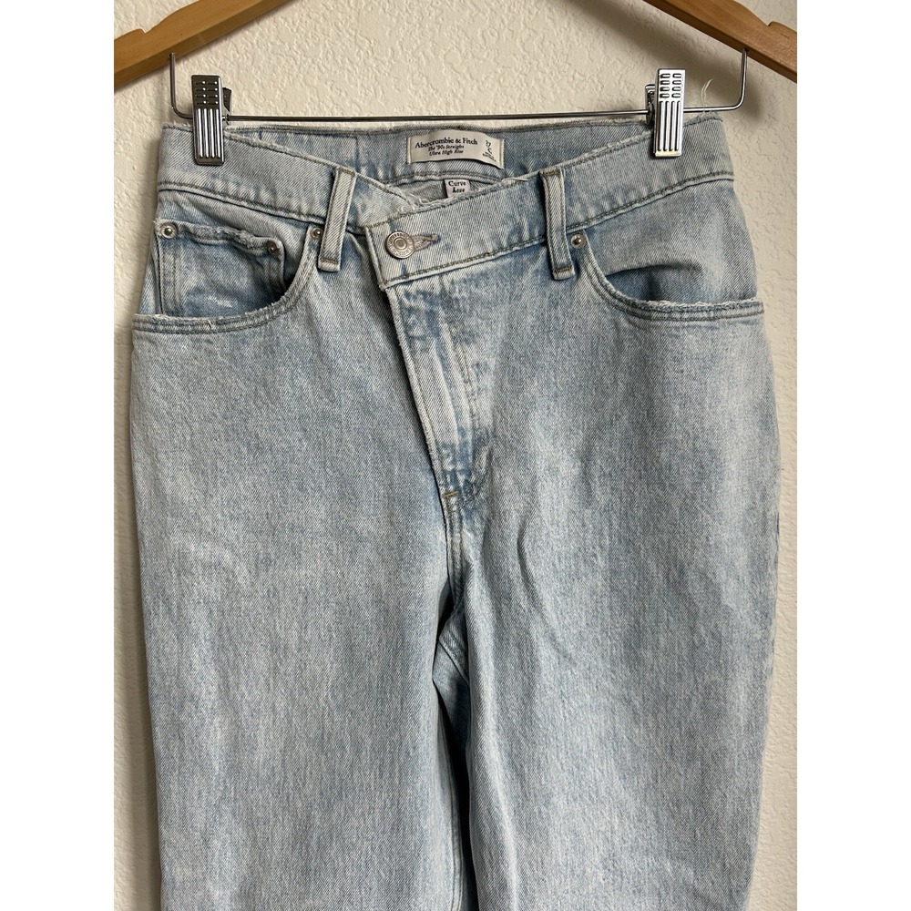 Abercrombie & Fitch Jeans Womens 27/4R Light Blue Curve Love 90s Straight Cross - Picture 4 of 14